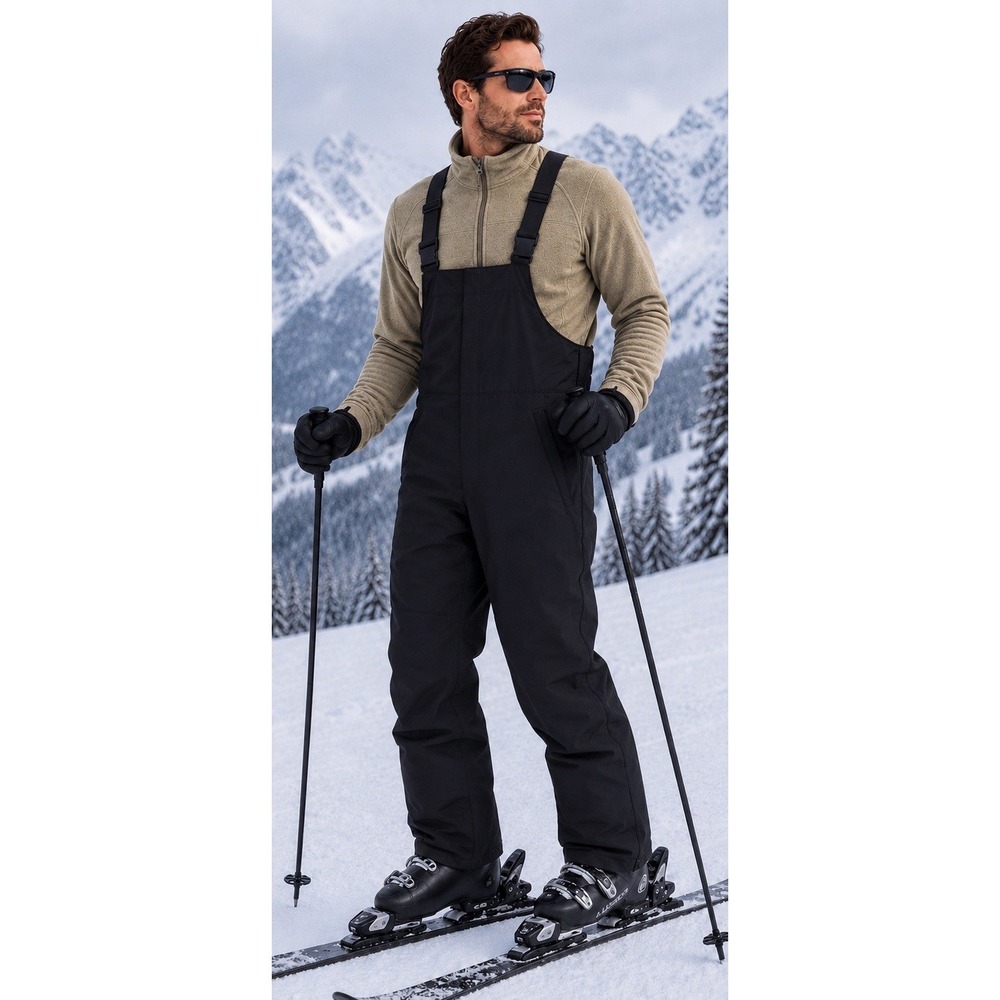 NEW Polar Edge Mens Black Insulated Snow Bibs Winter Ski Overalls Adjustable XL